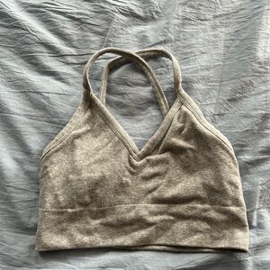 Alo Yoga Grey Ribbed Bra Top